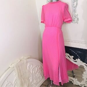 Julia Jordan Neon Pink Swiss Dot Dress NWT